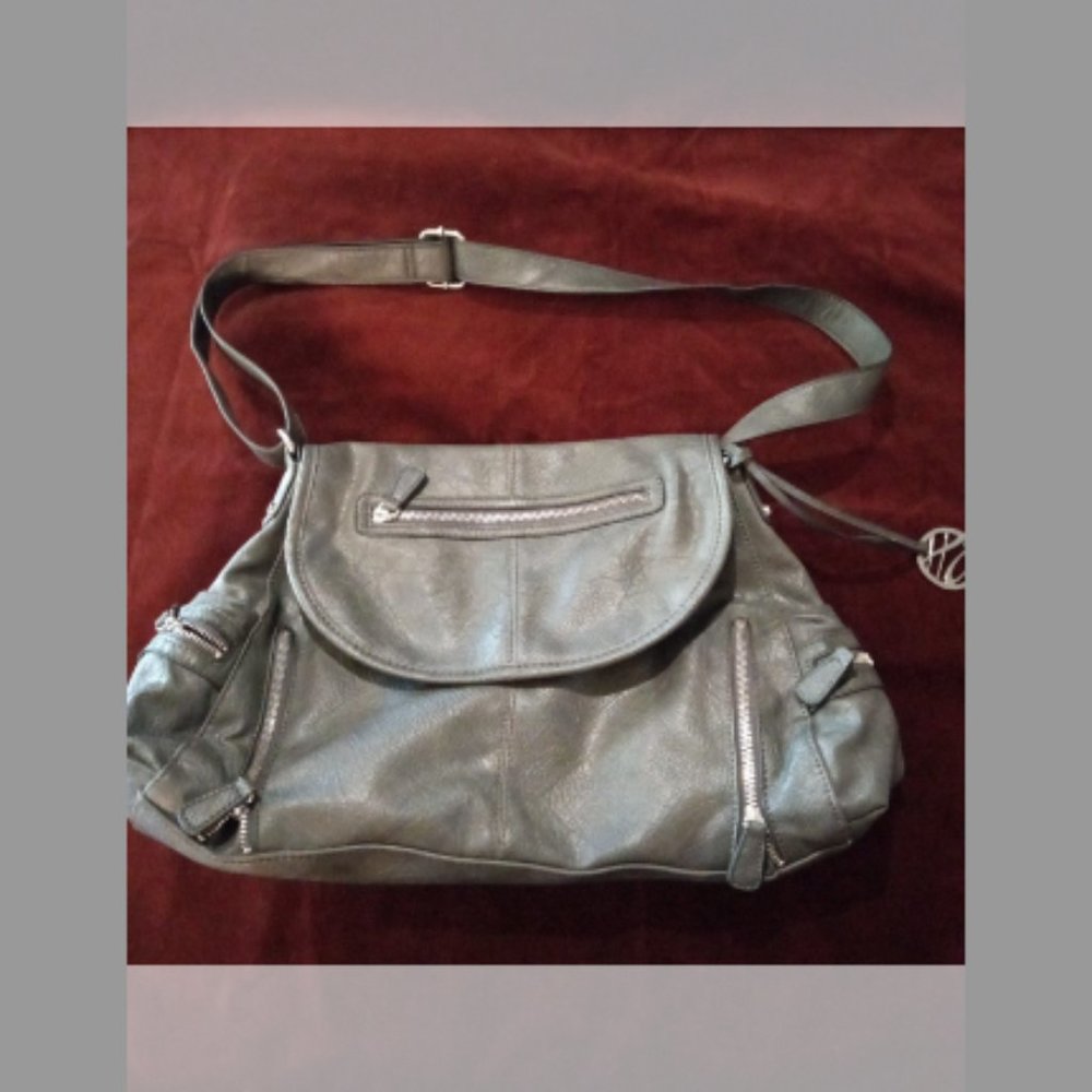 Style & co. Grey Faux Leather Shoulder Bag